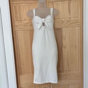 Forever 21 White Midi Tie-Front Dress